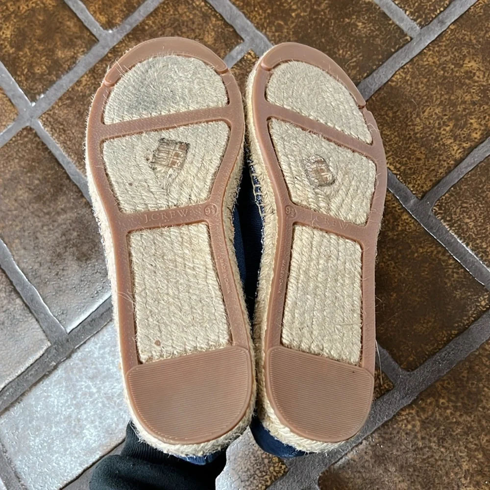J. Crew Factory Blue & Pink Canvas Espadrille Flats